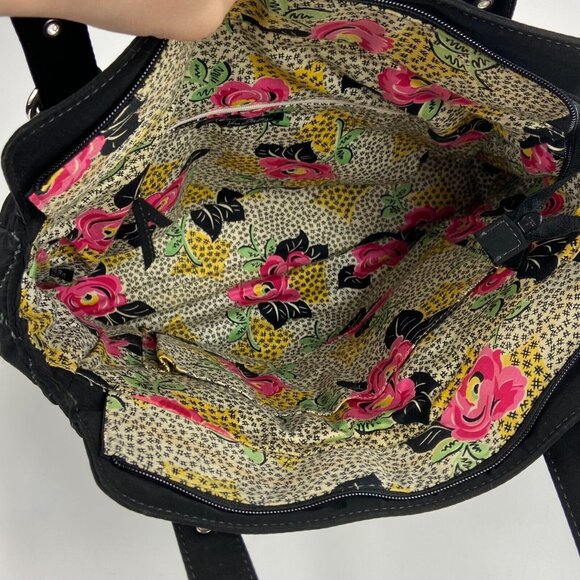 Vera Bradley Large Classic Quilted Tote Shoulder Bag 18x14x5 Black Quilted Clean - Picture 6 of 6